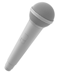 Clay render of wireless microphone over white background - 3D illustration