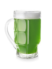 Mug of green beer on white background. St. Patrick's Day celebration