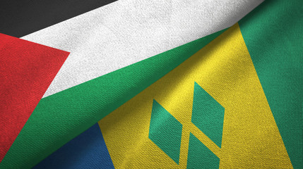 Palestine and Saint Vincent and the Grenadines two flags textile cloth