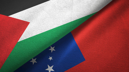 Palestine and Samoa two flags textile cloth, fabric texture
