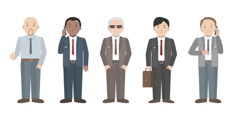 Employees of international company. Multiethnic team. Vector illustration.