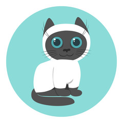 Siamese kitten icon. Cat avatar. Vector.