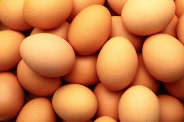 Fresh eggs as background, closeup