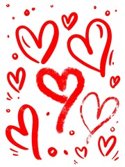 Red hearts of different shapes background