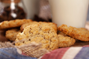 Homemade oat cookies for snack close up