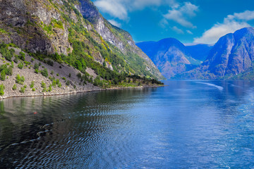 Naklejka na ściany i meble beautiful landscapes of the fjords of norway