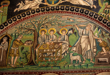 Interior of Basilica of San Vitale, which has important examples of early Christian Byzantine art and architecture. Ravenna. Italy