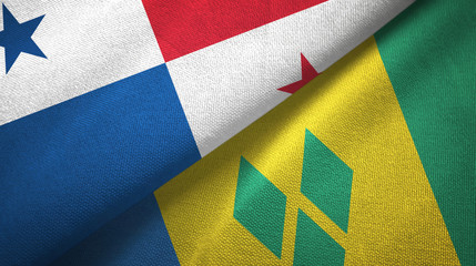 Panama and Saint Vincent and the Grenadines two flags textile cloth