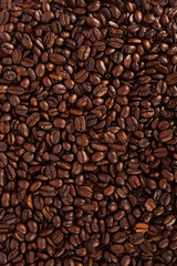 Closeup of roasted coffee beans texture