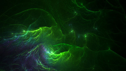 3D rendering abstract green fractal light background