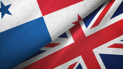 Panama and United Kingdom two flags textile cloth, fabric texture
