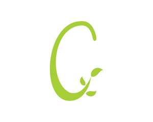 Letter C With Leaf Logo Vector 003