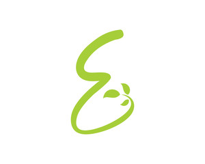 Fototapeta premium Letter E With Leaf Logo Vector 003