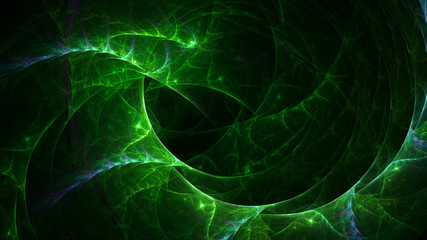 3D rendering abstract green fractal light background