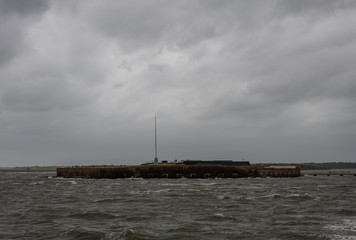 Scenic Fort Sumter vista on a rainy day in Charleston, South Carolina
