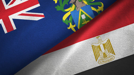 Pitcairn Islands and Egypt two flags textile cloth