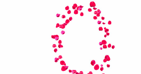 Rose Petal Alphabet with white background
