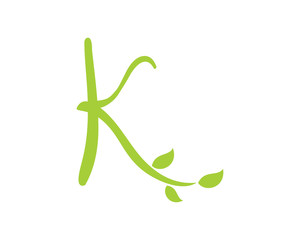 Letter K With Leaf Logo Vector 003