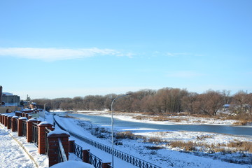 View of the waterfront on a winter day