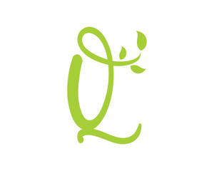 Letter Q With Leaf Logo Vector 003