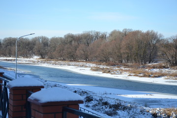 View of the waterfront on a winter day