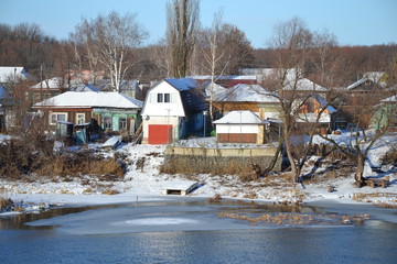 View of the waterfront on a winter day