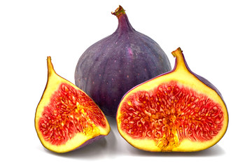 Fresh figs isolated on white background with shadow