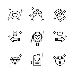 Online Dating Application. Vector Icon Set.