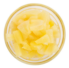 Chopped Pineapple (preserved) isolated on white background