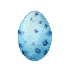 Painted easter egg close-up. Hand watercolor illustration isolated on white background. Design template, holiday products, greetings.