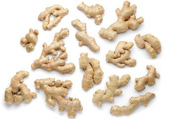 Fresh ginger on white background