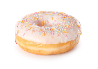 Sweet tasty donut on white background