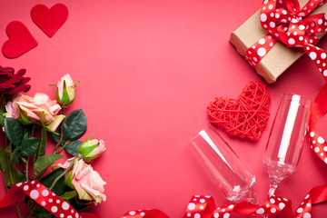 Valentine's day card. Background with copy space. Selective focus. Horizontal.