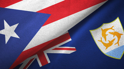 Puerto Rico and Anguilla two flags textile cloth, fabric texture