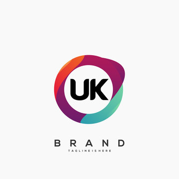 UK initial logo With Colorful Circle template vector.