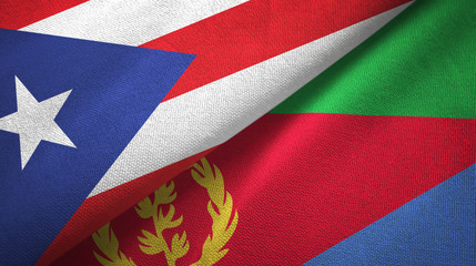 Puerto Rico and Eritrea two flags textile cloth, fabric texture
