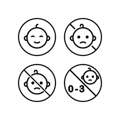 Not Suitable For Children. Vector Icon Set. 