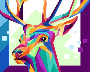 vector illustration of a colorful pop art Deer