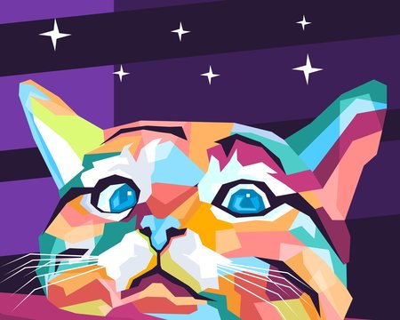 vector illustration of a colorful pop art cats.eps