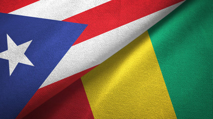 Puerto Rico and Guinea two flags textile cloth, fabric texture