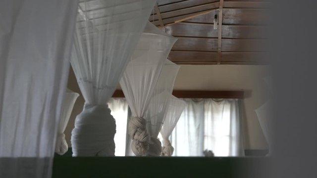 Anti Mosquito Nets Rotating In A Hospital Patient Room