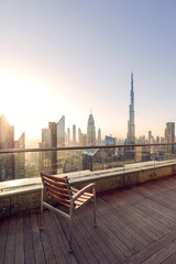 Balcony of  Modern Hotel in Dubai UAE.