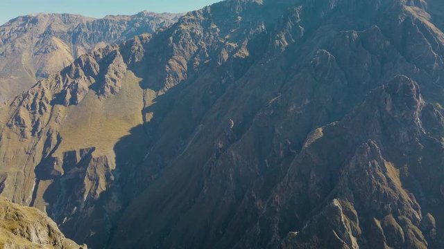 Cruz del Condor watchpoint. Deep views from high altitude to whole valley. Colca Canyon, Colca Valley is in Arequipa region, Peru