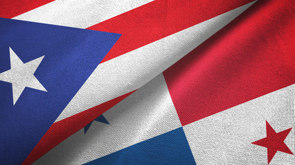Puerto Rico and Panama two flags textile cloth, fabric texture