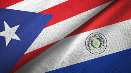 Puerto Rico and Paraguay two flags textile cloth, fabric texture
