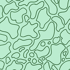 Seamless pattern with abstract lines on green background.