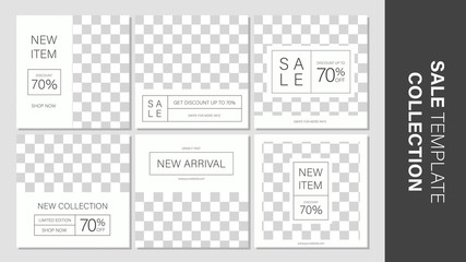 Sale template collection for promotion sale. Editable banner for social media post, web and internet. Background retro style.