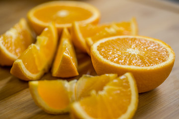 Fototapeta na wymiar Orange, half of orange, orange lobule
