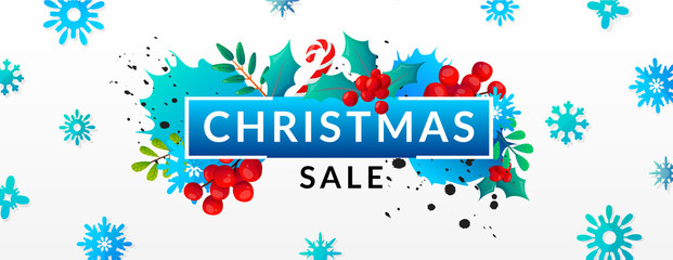Christmas holidays seasonal sale ad vector banner.