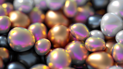 Beautiful background with beads, particles and simulation. 3d illustration, 3d rendering.